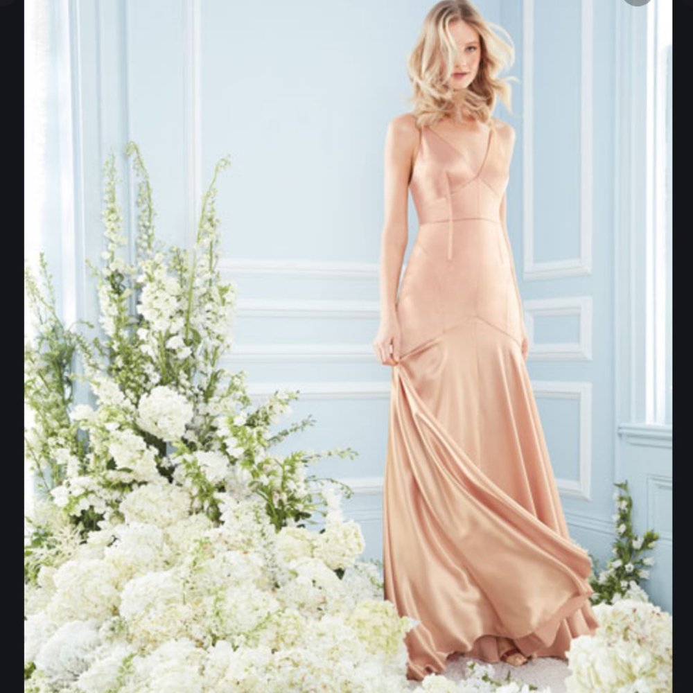 JILL STUART Satin V-Neck Sleeveless Corset Gown - Picture 1 of 14